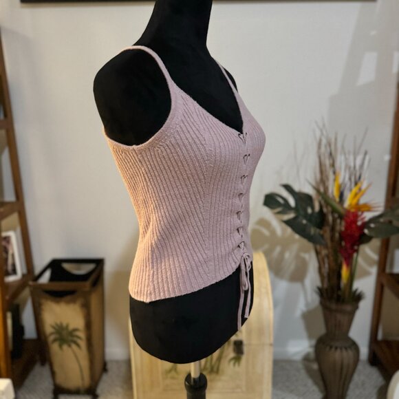 American Eagle Lace up Sweater Tank Pink Size Small Soft - Picture 3 of 4